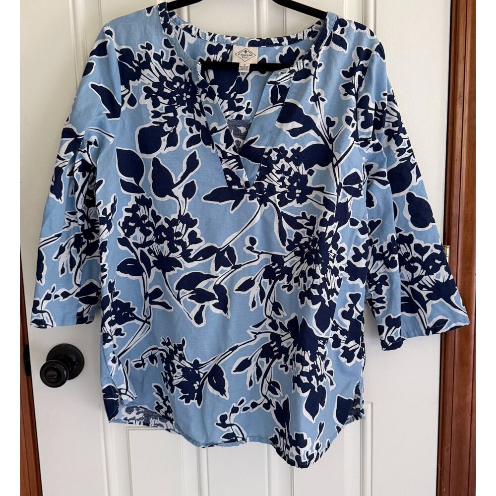 St. John's Women's Linen Floral Tunic Blouse size M